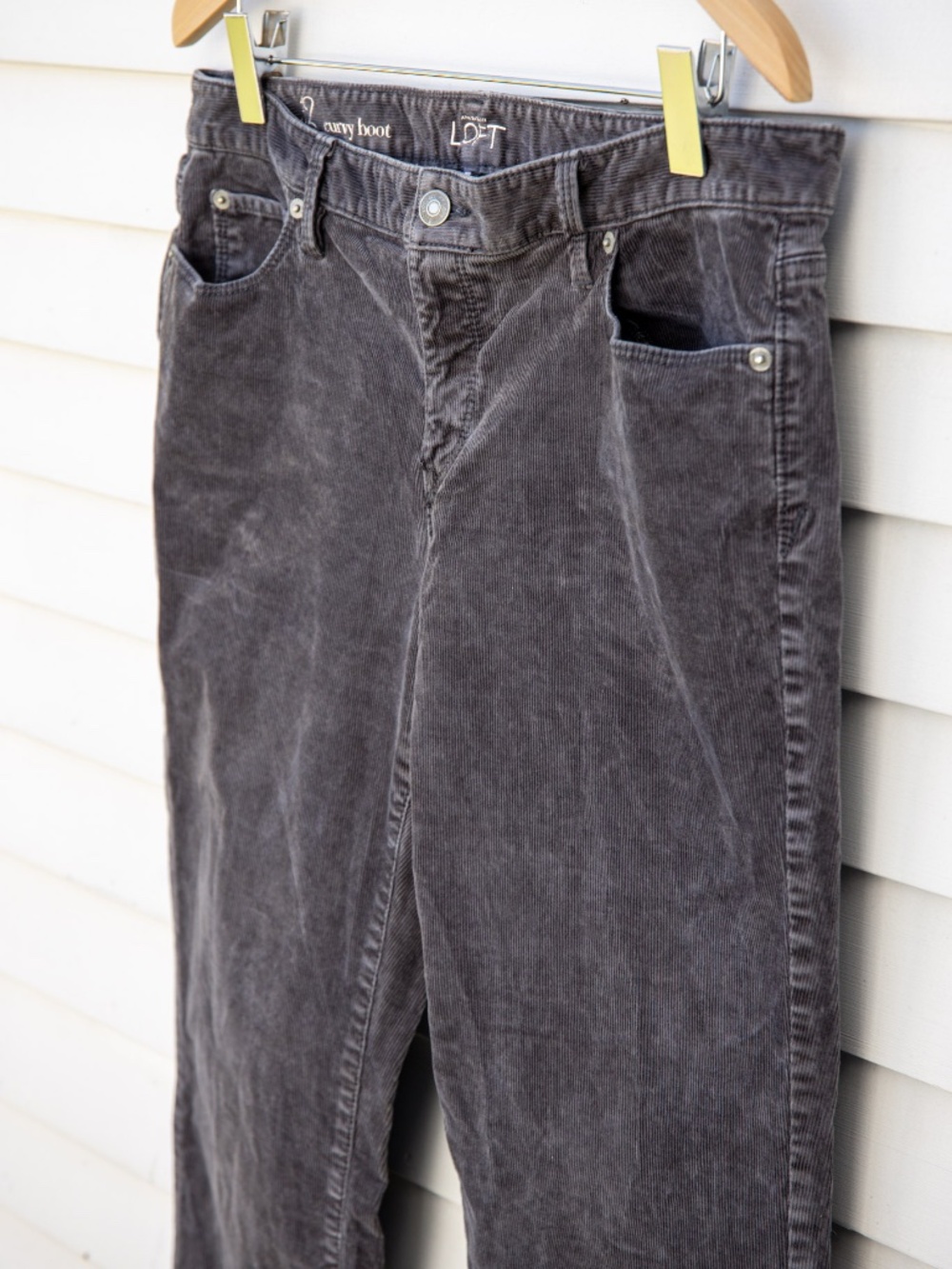 Ann Taylor Loft Gray Curvy Bootcut Corduroy Pants Women's 12